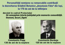Evocare a personalităților implicate în dezvoltarea Grădinii Botanice din Iași, la Biblioteca Judeţeană „G. T. Kirileanu“ Neamţ