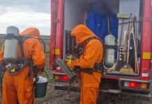 Gaură adâncă de 10 metri din care se degajă clor, în comuna Dochia