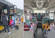 Elevii din Gârcina – încântați de noul microbuz școlar (video)