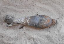 Bombă de aruncător- descoperită în timpul săpăturilor pentru rețeaua de canalizare