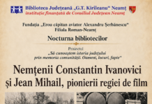 Evocarea nemțenilor Constantin Ivanovici și Jean Mihail ca pionieri ai regiei de film, la Biblioteca Județeană